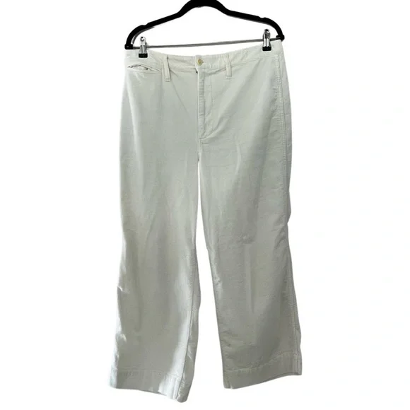 MADEWELL Ermett Crop Corduroy White High Waist White Pants Sz 31